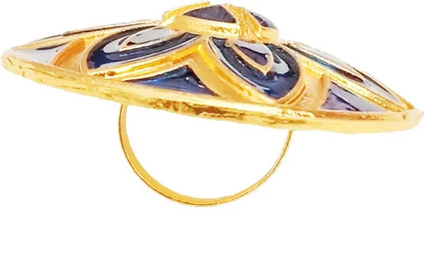 Assamese_Traditional_Copper_Gold_Plated_Blue_Colour_Finger-Ring_For_Girls_&_Women